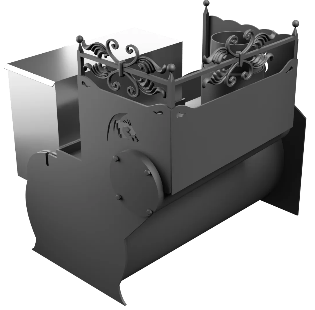 Печь Горыныч 3, каменка с левой стороны, средняя дверь со стеклом фото в Уфе