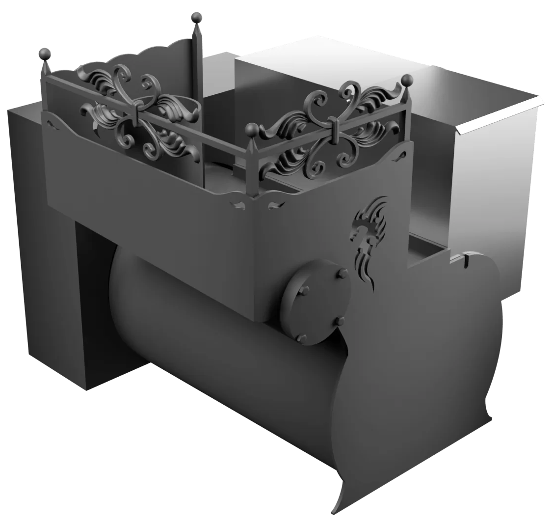 Печь Горыныч 3, каменка с правой стороны, малая дверь со стеклом, естественная система воздушного отопления фото в Уфе