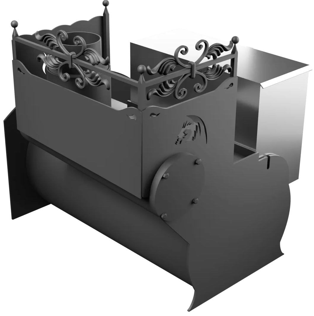 Печь Горыныч 3, каменка с правой стороны, средняя дверь со стеклом фото в Уфе