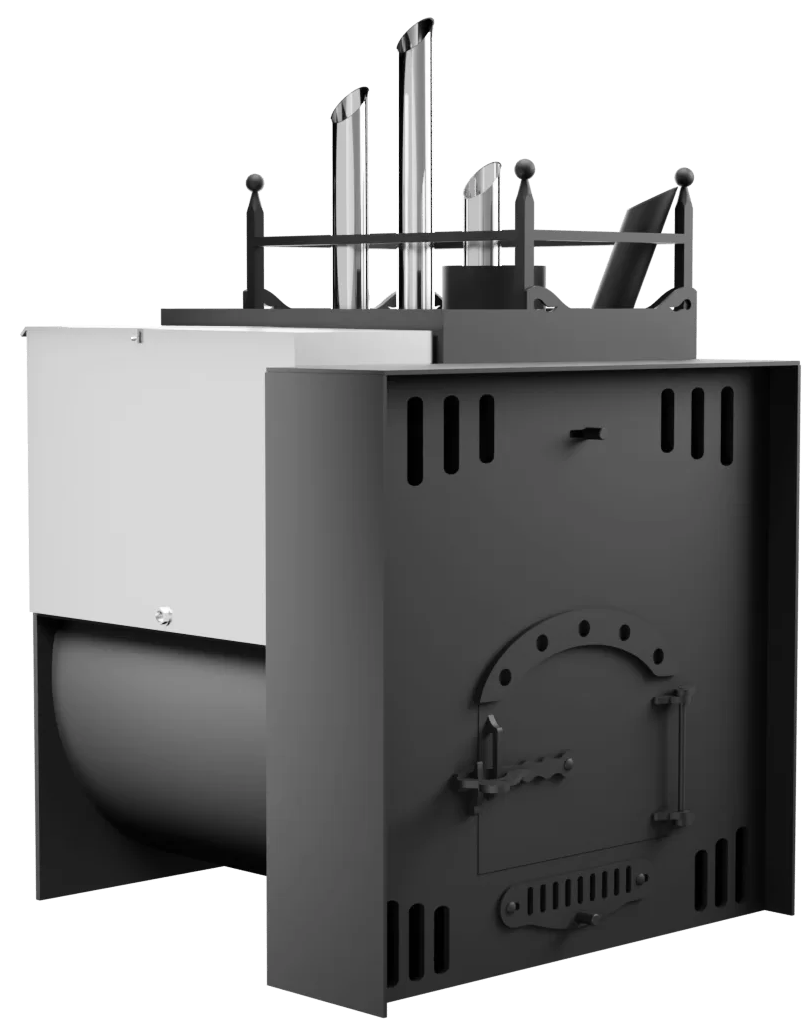 Печь Горыныч Мини, каменка закрытая с парогенератором с правой стороны, естественная система воздушного отопления фото в Уфе