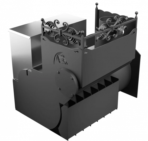 Печь Горыныч 3 с конвекцией, каменка с левой стороны, большая дверь со стеклом фото в Уфе