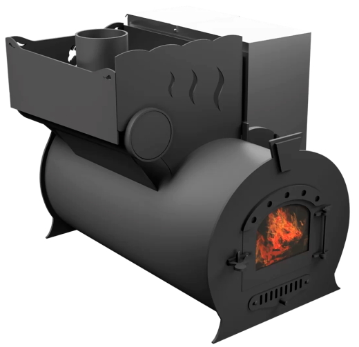 Печь Горыныч 2, каменка с левой стороны, малая дверь со стеклом фото в Уфе