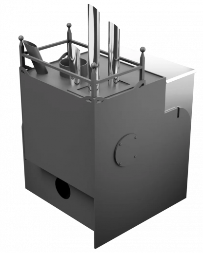 Печь Горыныч Мини, каменка закрытая с парогенератором с правой стороны, система воздушного отопления фото в Уфе
