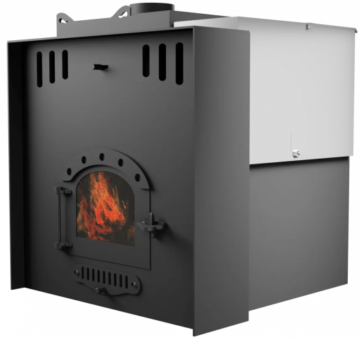 Печь Горыныч Мини, каменка с левой стороны, малое стекло, система воздушного отопления с порталом фото в Уфе