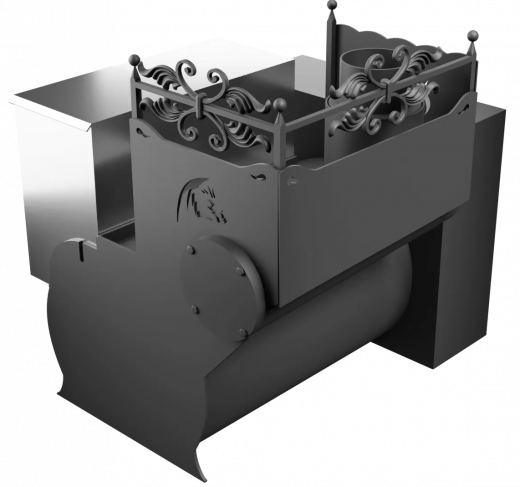 Печь Горыныч 3, каменка с левой стороны, большая дверь со стеклом, естественная система воздушного отопления фото в Уфе